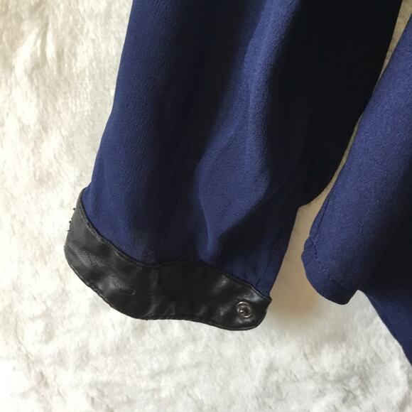 Ann Taylor Deep Blue Half Button Down Shirt - Picture 4 of 11